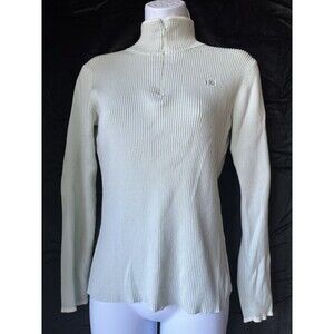 Vintage Izod Mint Green Long Sleeve Rib Knit Sweater With Partial Zipper Size M